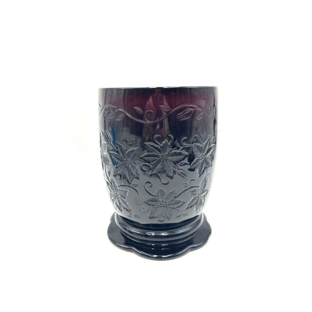 Vintage Large Vase Princess House Ruby Red Fantasia Glass Pillar Candle Holder